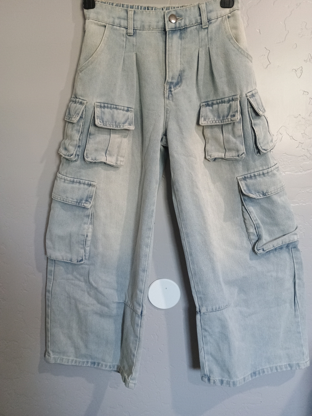 Kids Light Blue Cargo Jeans with Multi-Pocket Design